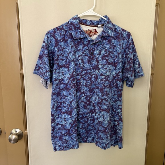 Robert Graham Men's Medium Blue‎ Purple Short Sleeve Collared Polo Shirt Top - Picture 1 of 7